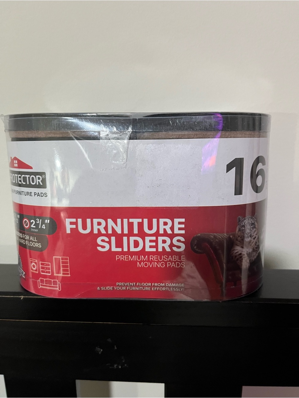 Protector Furniture Sliders - 16 Pack (Black/Brown)